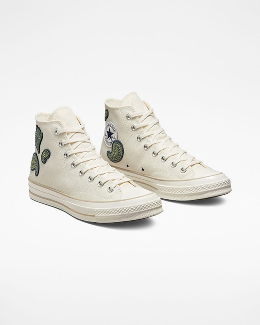 Tenis Converse Chuck 70 Crafted Patches Cano Alto Feminino Bege Azul Marinho Verdes | PT D039850